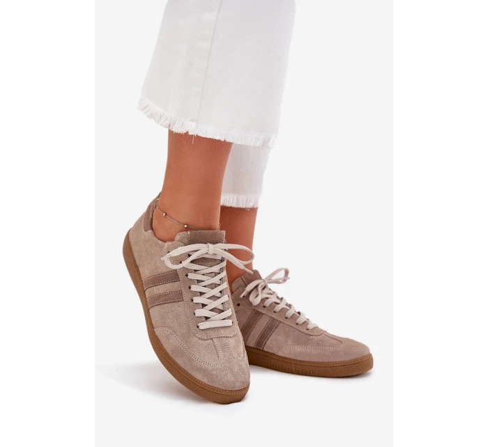 Semišové Nízké Tenisky Dámské Tmavě Béžové model 21703477 - Zazoo