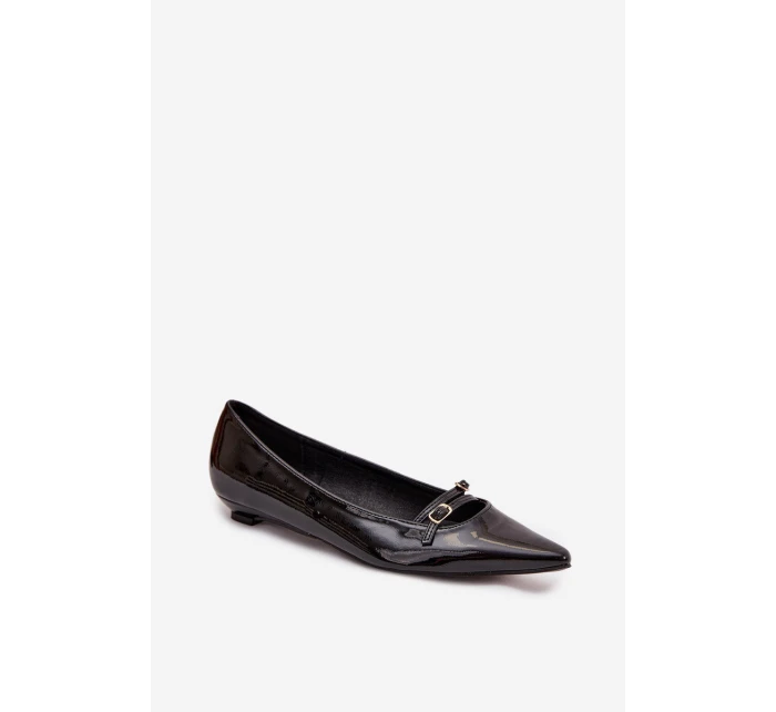 Lakované baleríny s proužky Černé Zarelia