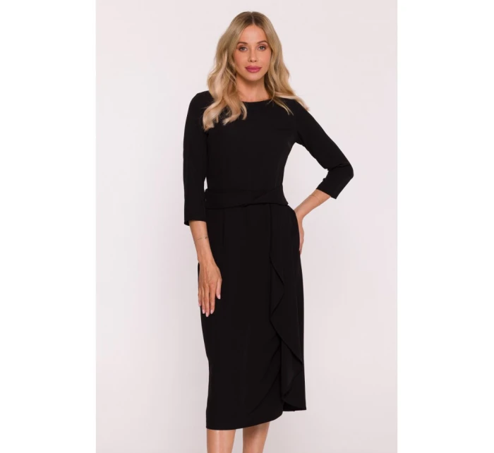 S425 Šaty s volánom - čierne