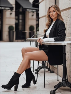 Dámské semišové kozačky na podpatku černé Dstreet model 21994566 - FashionStreet