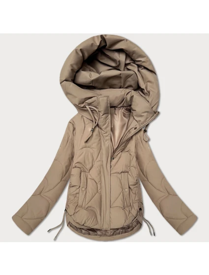 Béžová dámská prošívaná bunda pro přechodné období s kapucí model 21389998 - S'WEST