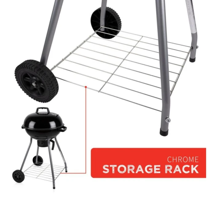 GUĽOVÝ ZÁHRADNÝ GRIL REX STEEL 46CM S POPOLNÍKOM