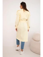 Dámsky kabát do pása s golierom žltý