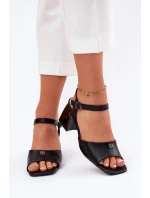 Sandały Damskie Na Słupku Vinceza 62235 Czarne