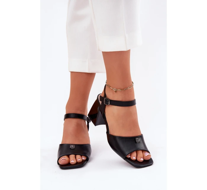 Sandały Damskie Na Słupku Vinceza 62235 Czarne