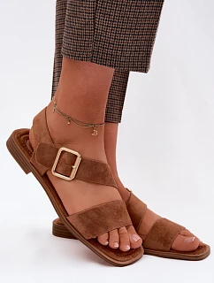 Dámské sandály na nízkém podpatku se zlatou sponou Camel model 22125663 - Boto