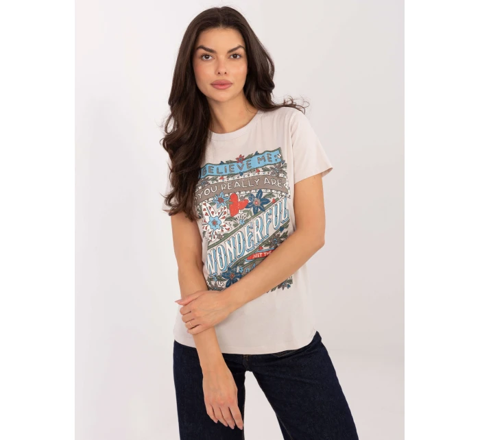T shirt model 21798148 jasny beżowy - FPrice