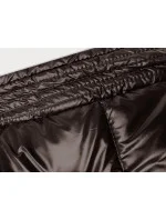 Hnedo-ružová hrubá obojstranná dámska zimná bunda (V768g)