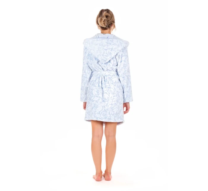 Dámsky župan s kapucňou Flora Short 4856 Patterned Ice Blue - Vestis