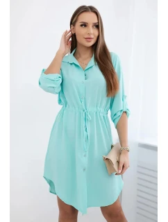Šaty so zapínaním na gombíky a viazaním v páse mint