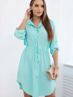 Šaty so zapínaním na gombíky a viazaním v páse mint