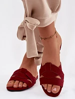 Plochké dámské pantofle s pásky bordové Pavelle