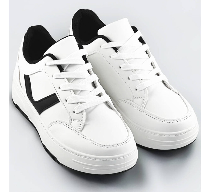 Bielo-čierne dámske športové šnurovacie topánky (S070)