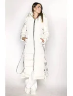 Dámska dlhá páperová bunda vo farbe ecru (AG3-3038)