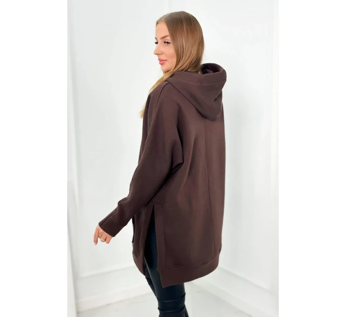 Zateplená mikina s bočnými otvormi hnedá Zateplená mikina s bočnými otvormi hnedá