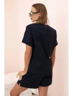Dámsky set punto s krátkymi rukávmi a šortkami námornícka modrá Dámsky set punto s krátkymi rukávmi a šortkami námornícka modrá