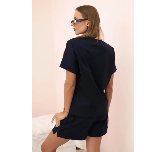 Dámsky set punto s krátkymi rukávmi a šortkami námornícka modrá Dámsky set punto s krátkymi rukávmi a šortkami námornícka modrá