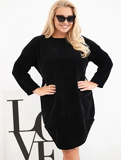 Dámské šaty Plus Size manšestrové s volným střihem černá