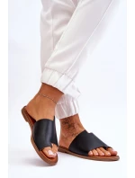 Dámské kožené žabky Černá model 21613223 - EVENTO Dámské kožené žabky Černá model 21613223 - EVENTO