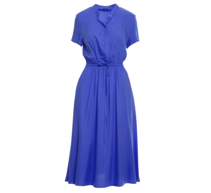 model 19647487 Viskózové šaty se šňůrkou v pase modré - STYLOVE model 19647487 Viskózové šaty se šňůrkou v pase modré - STYLOVE