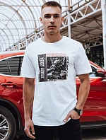 Pánske bavlnené tričko s potlačou biele FashionStreet RX5463