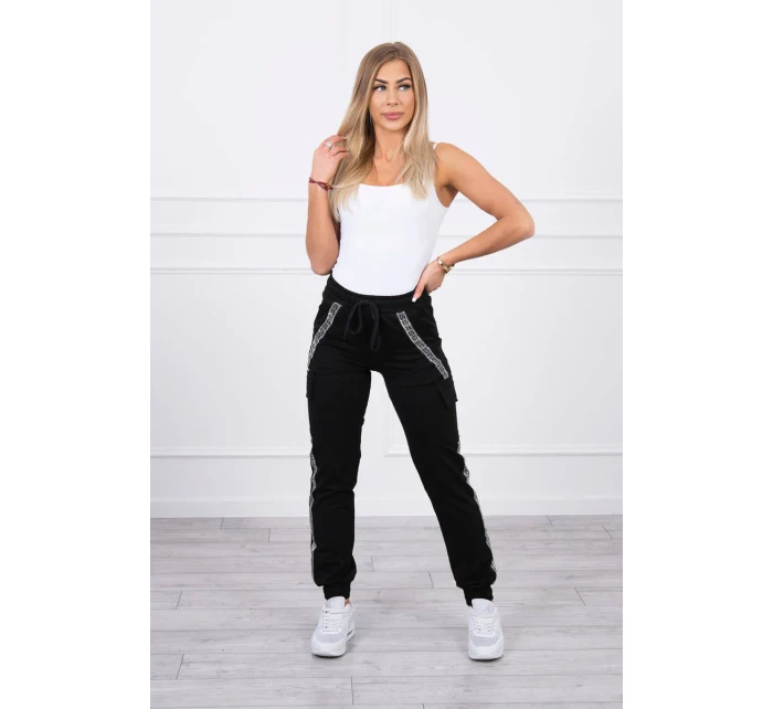 Bavlnené nohavice cargo čierne