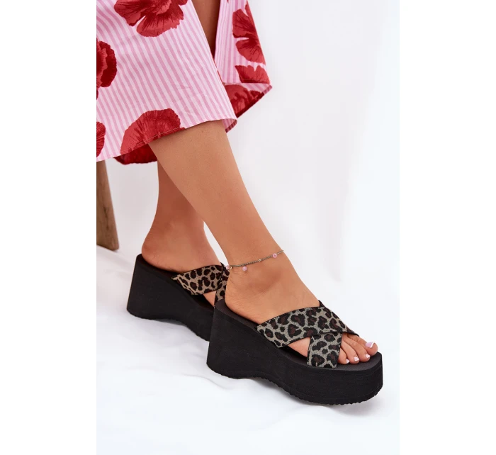 Dámské Klapky Na Klínu A Platformě Leopardí Černé model 21688200 - Boto