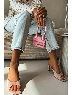 Dámské nazouváky na tenkém podpatku Růžové Revina