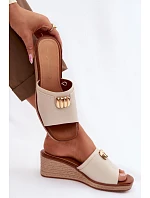 Dámske sandále na platforme s imitáciou pleteniny Sergio Leone KL325 Beige Dámske sandále na platforme s imitáciou pleteniny Sergio Leone KL325 Beige