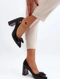 Lodičky na vysokom podpätku s mašľou, čierne Ariemessa