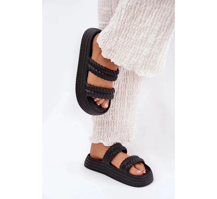 Dámske ľahké papuče na platforme S.Barski - čierne