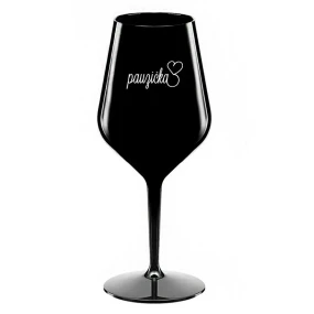 PAUZIČKA - černá nerozbitná sklenice na víno 470 ml