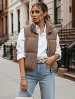 BEEWARM dámska vesta z ovčej kože v ťavej farbe FashionStreet TY3800