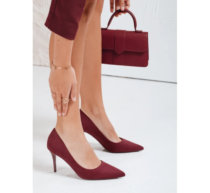 Dámské vínové semišové boty Dstreet model 21992193 - FashionStreet
