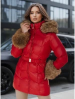 Dámská prošívaná zimní bunda s kapucí červená Dstreet model 21993703 - FashionStreet