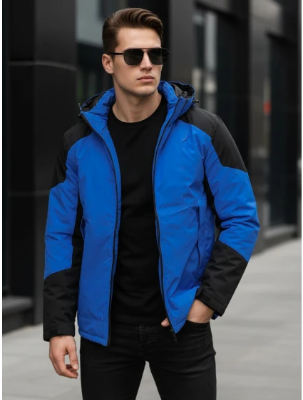 Pánská zimní bunda s kapucí modrá Dstreet model 21995645 - FashionStreet