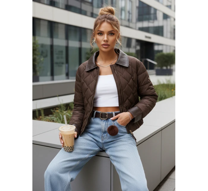 Kurtka przejściowa damska pikowana brązowa model 22025093 - FashionStreet