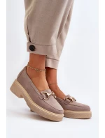 Zazoo 3429 Zamszowe Mokasyny Damskie Z Ozdobą Cappuccino