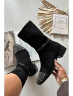 Botki Damskie Na Niskim Obcasie Ze Zdobieniem I Paskiem D&A MR52-165 Czarne