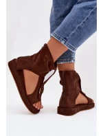 Dámské sandály s páskem čokoládové Coralya