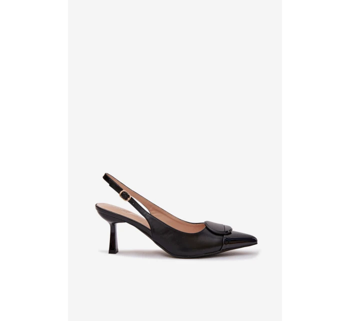 Dámské sandály na podpatku s ozdobným detailem Černé Mariae