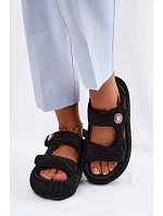 Zdobené dámské sandály na platformě model 22111259 Černé - Goe