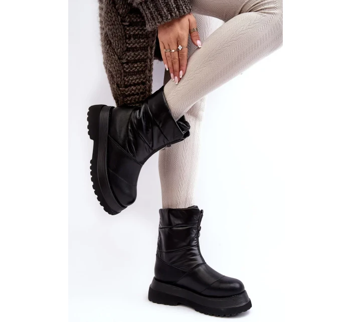Dámské sněhule na silné podrážce se zipem GOE černá