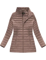 Prešívaná bunda v staroružovej farbe s kapucňou (7473-PLUS)