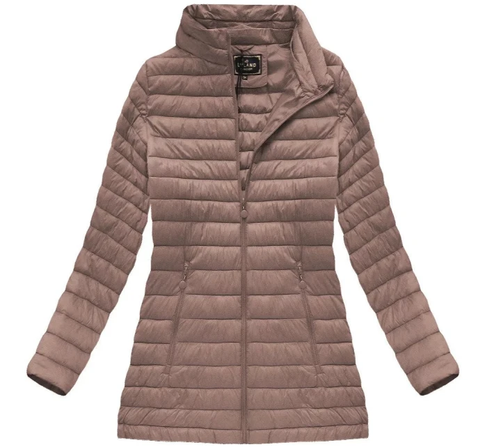 Prešívaná bunda v staroružovej farbe s kapucňou (7473-PLUS)