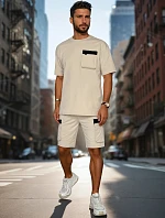 Pánska khaki tepláková súprava FashionStreet AX0809