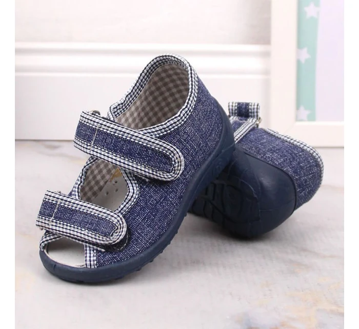 Chlapčenské domáce papuče sandále tmavomodré Nazo