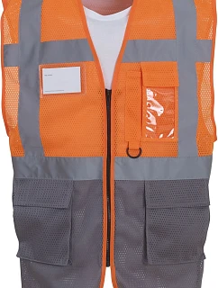 Yoko HVW 820 Hi-Vis sieťovaná bezpečnostná vesta 79.W820 hi vis oranžová/sivá