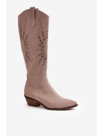 Semišové Lodičky s na Nízkém Podpatku Bežové model 21646141 - Zazoo