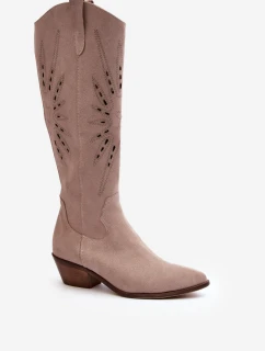 Semišové Lodičky s na Nízkém Podpatku Bežové model 21646141 - Zazoo